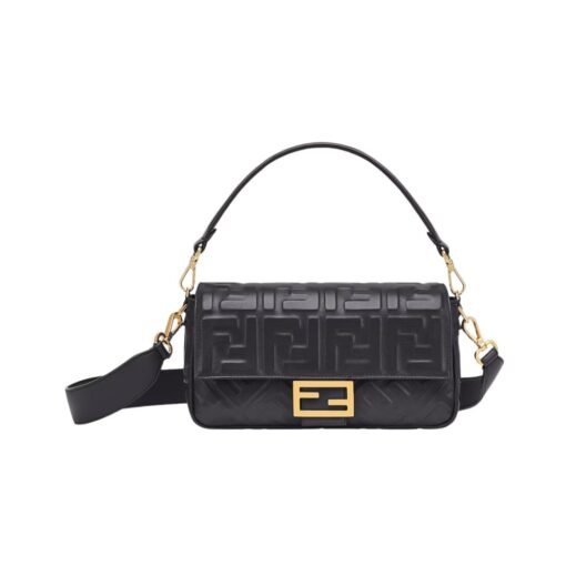 Borsa in nappa nera con motivo