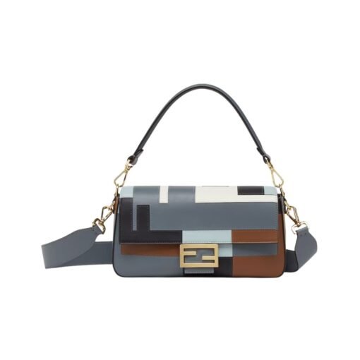 Borsa in pelle intarsiata FF multicolor