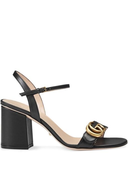 Leather sandals with a logo