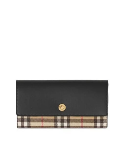 Leather wallet with vintage check