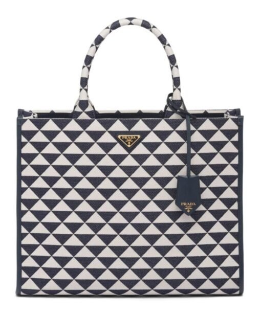 Symbole Embroidered Tote Blu 39 cm